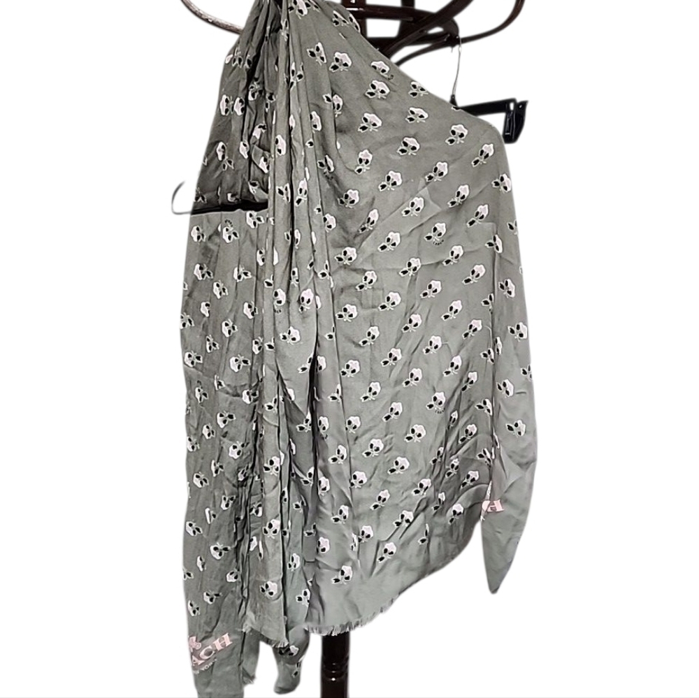 Coach Pink and Black Floral Scarf